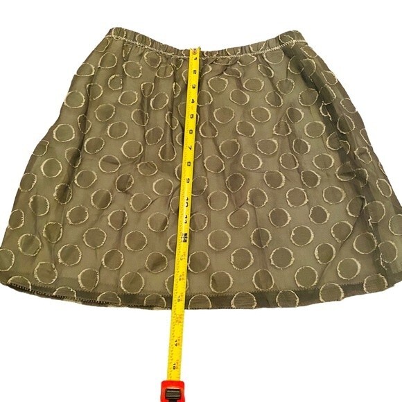 J Crew Womens 00 Army Green Textured Polka-dot Silk and Linen Pull on Mini Skirt - Picture 6 of 6